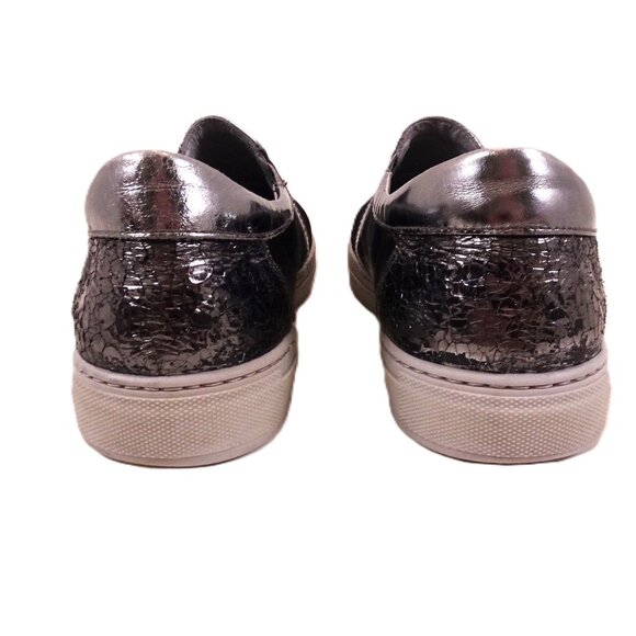 NeroGiadini Slip on Sneakers 39 Black Silver Leather Italian Made in Italy Shoes - Picture 4 of 9
